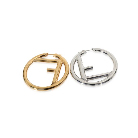 Fendi F Is For Fendi Hoop Earring in Gold & Palladium Plating - Picture 3 of 4